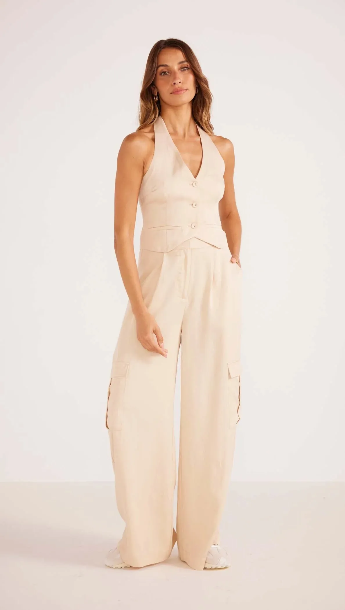 Mink Pink Fabella Cargo Pants Beige