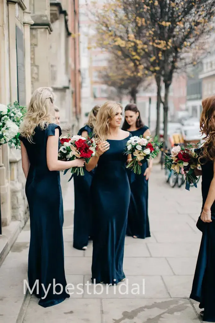 Mismatched Elegant Jewel Sleeveless Sheath Bridesmaid Dressess, BDS0325