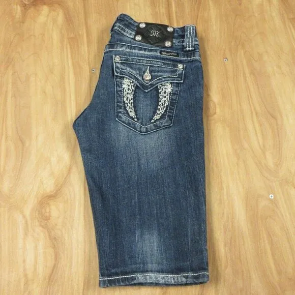 MISS ME Angel Wing Denim Jean Bermuda Shorts Size 29 (31) Denim Capris JP5082BM