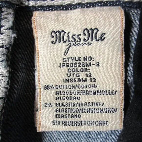 MISS ME Angel Wing Denim Jean Bermuda Shorts Size 29 (31) Denim Capris JP5082BM