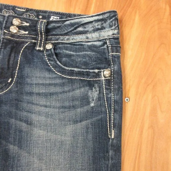 MISS ME Angel Wing Denim Jean Bermuda Shorts Size 29 (31) Denim Capris JP5082BM