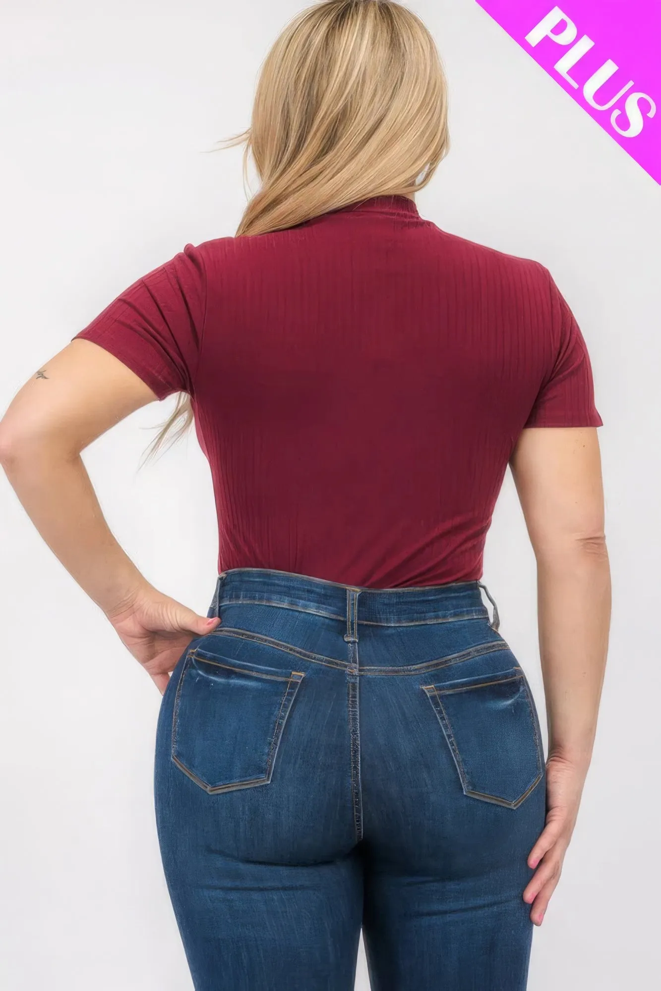 “Miss Viv” Burgundy Short Sleeve Bodysuit