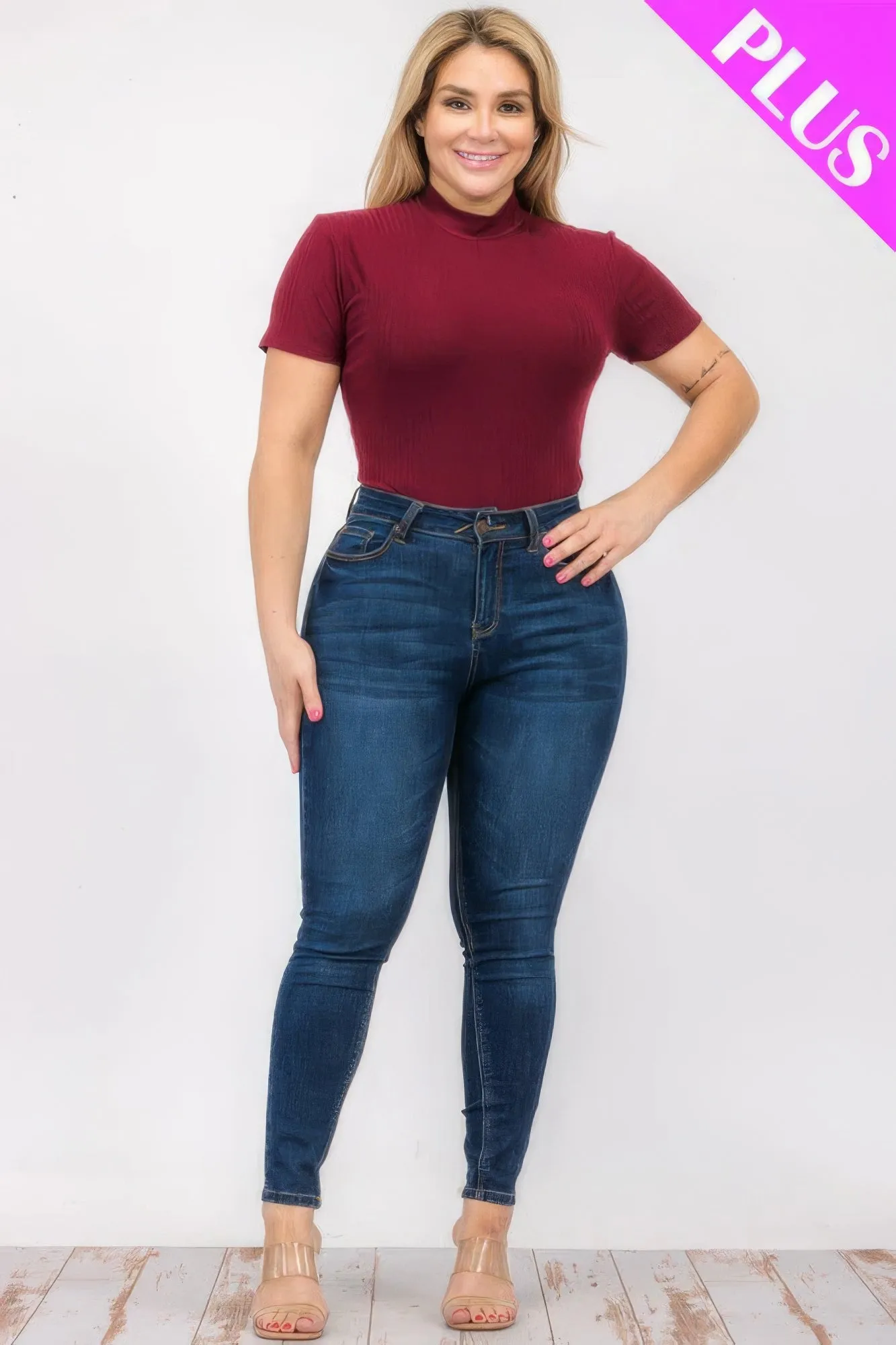 “Miss Viv” Burgundy Short Sleeve Bodysuit