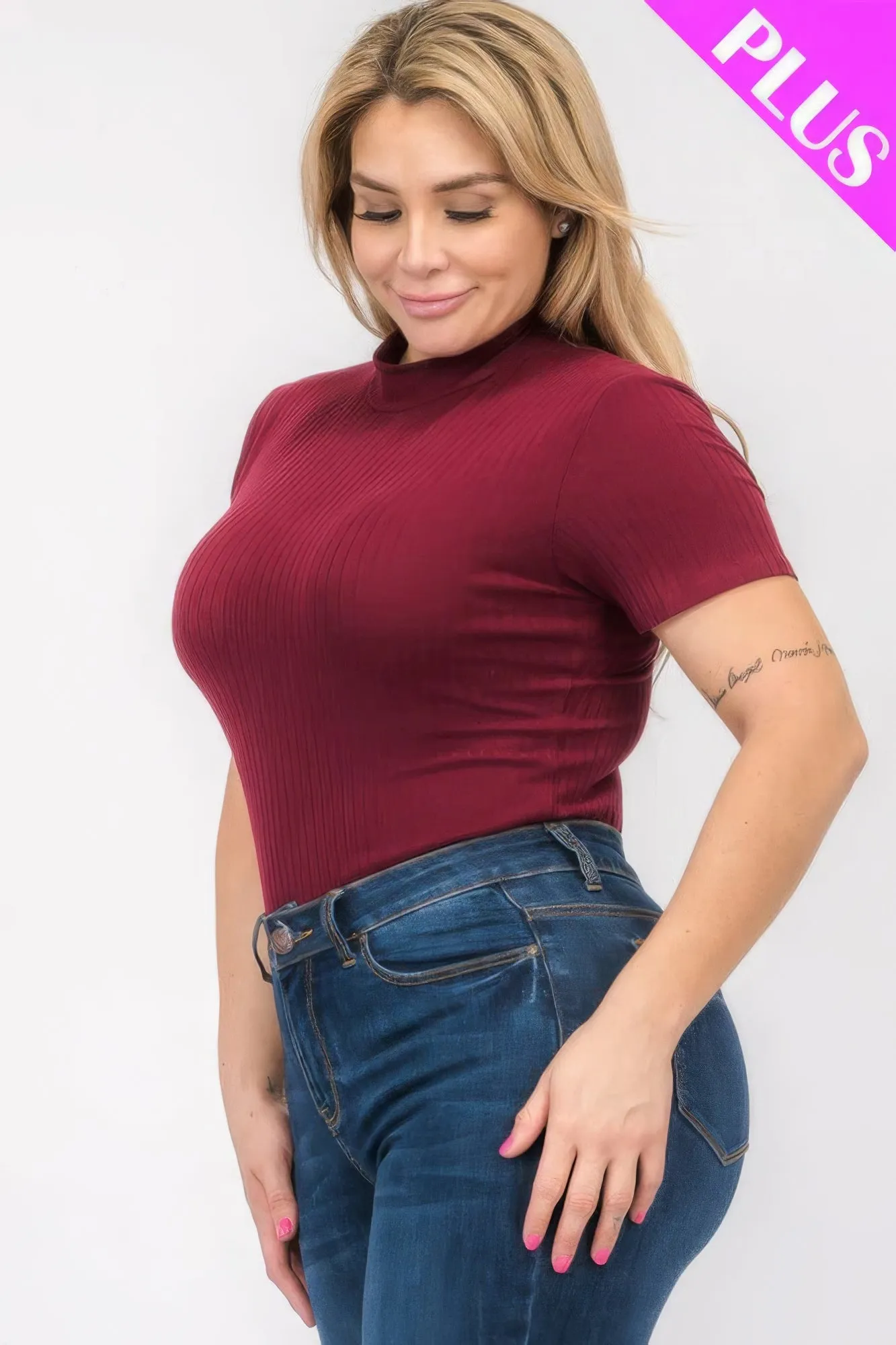 “Miss Viv” Burgundy Short Sleeve Bodysuit