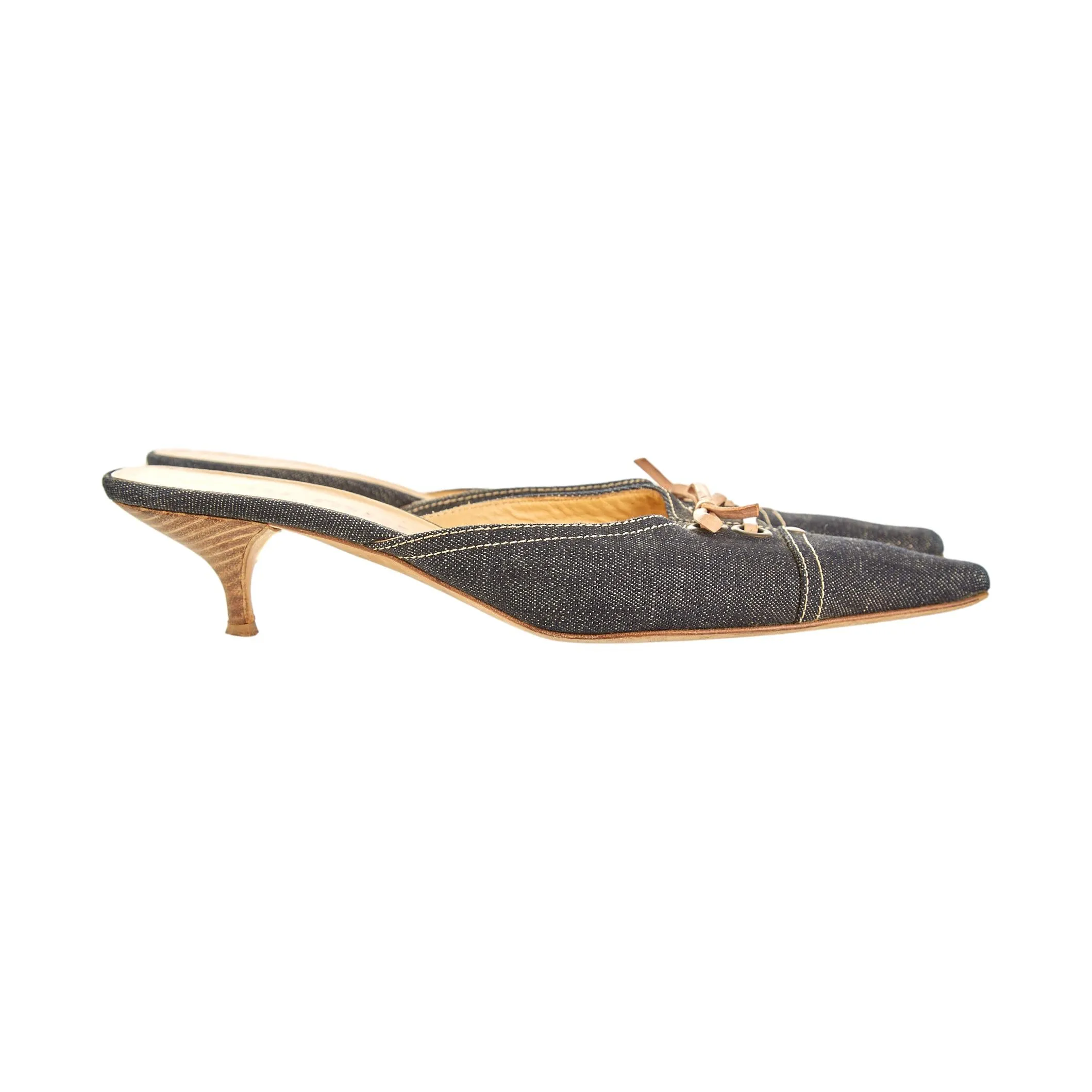 Miu Miu Denim Tie Kitten Heels