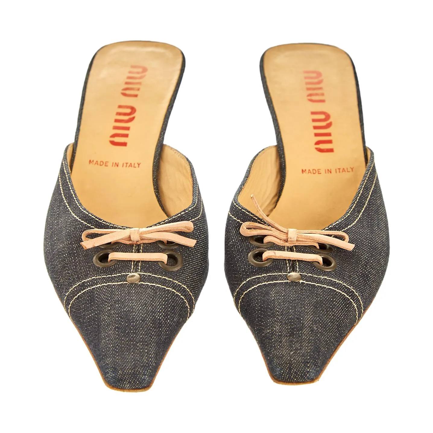 Miu Miu Denim Tie Kitten Heels