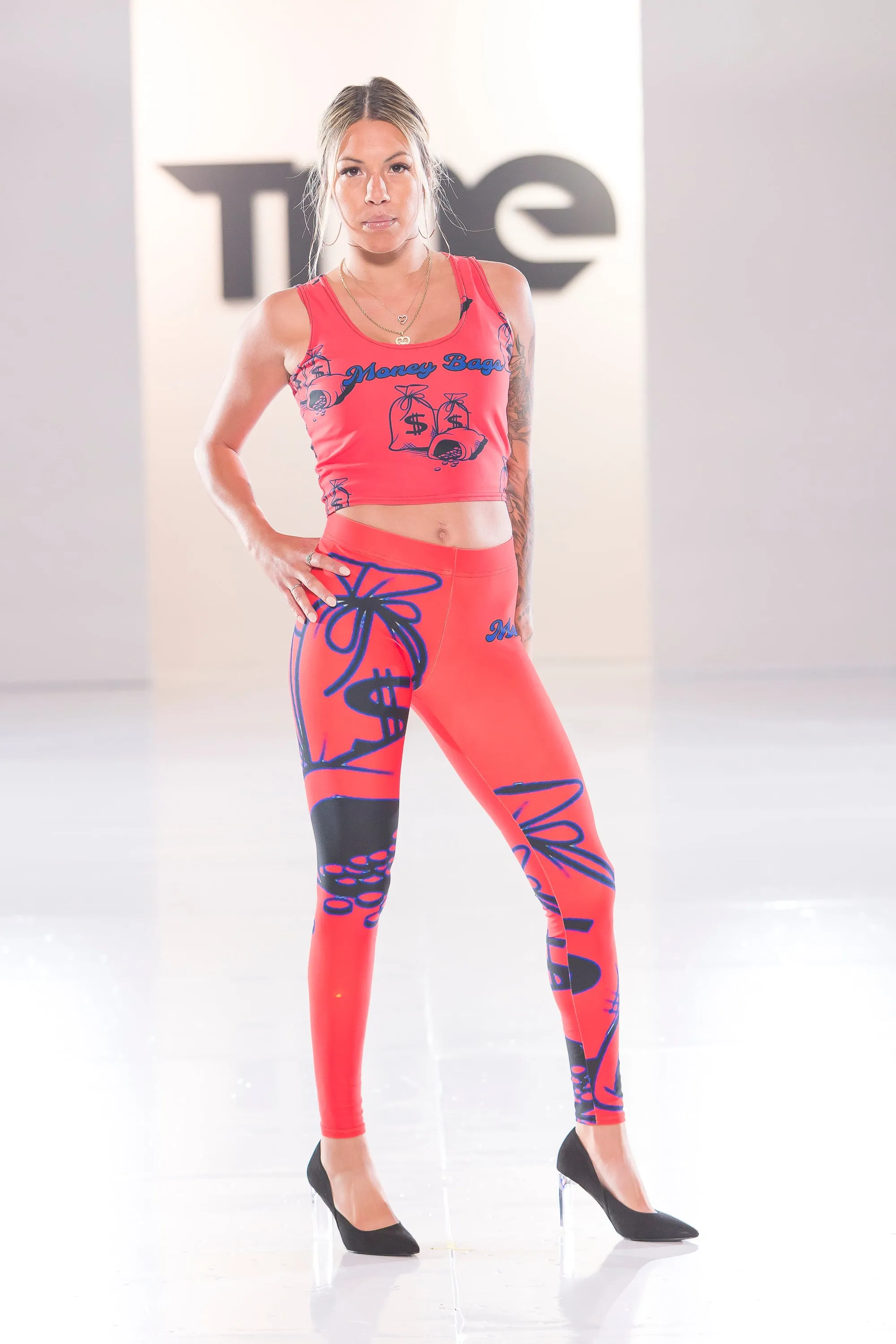 Money Bags Fitted Crop Top - Red