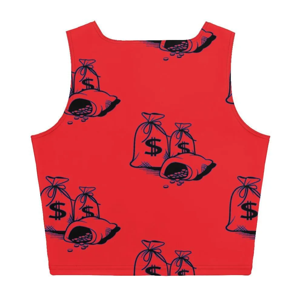 Money Bags Fitted Crop Top - Red