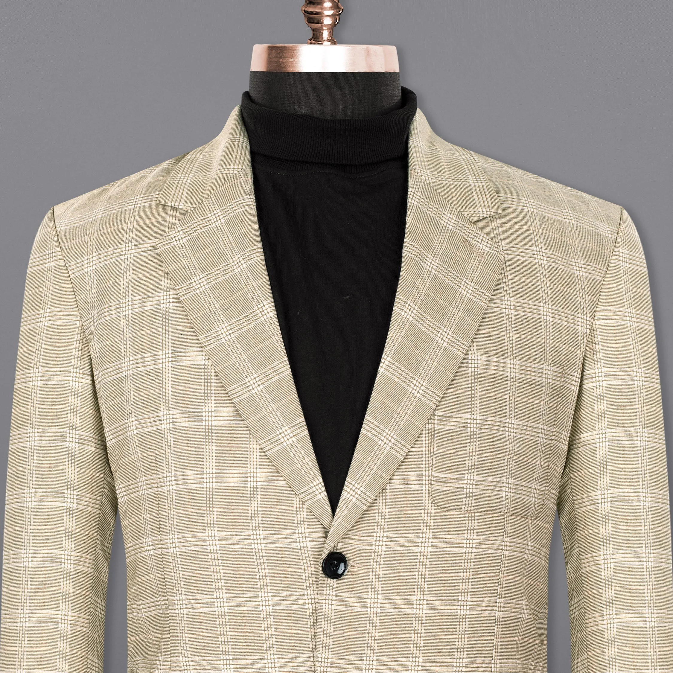 Mongoose Cream Plaid Wool Rich Sports Blazer