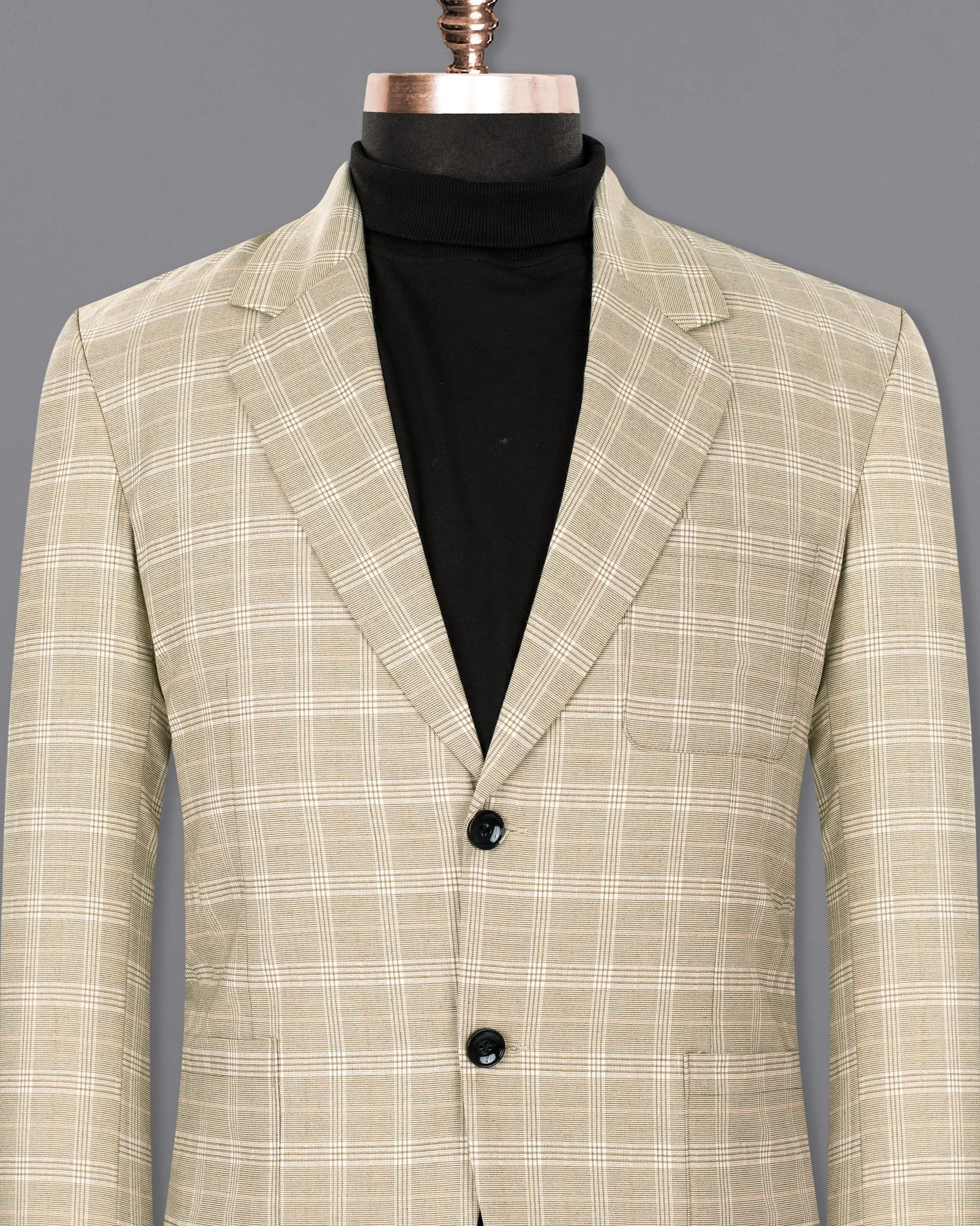 Mongoose Cream Plaid Wool Rich Sports Blazer