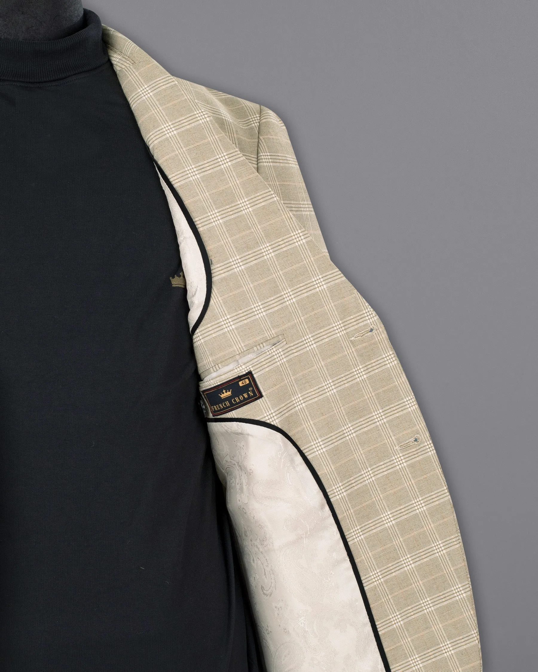 Mongoose Cream Plaid Wool Rich Sports Blazer