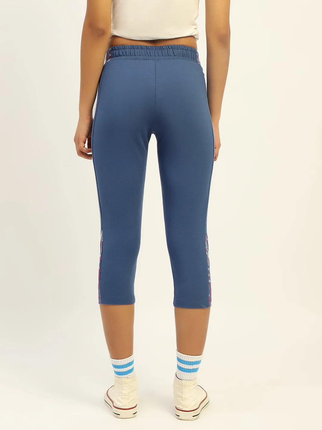 mSECRET Printed Blue Cotton Blend Capri
