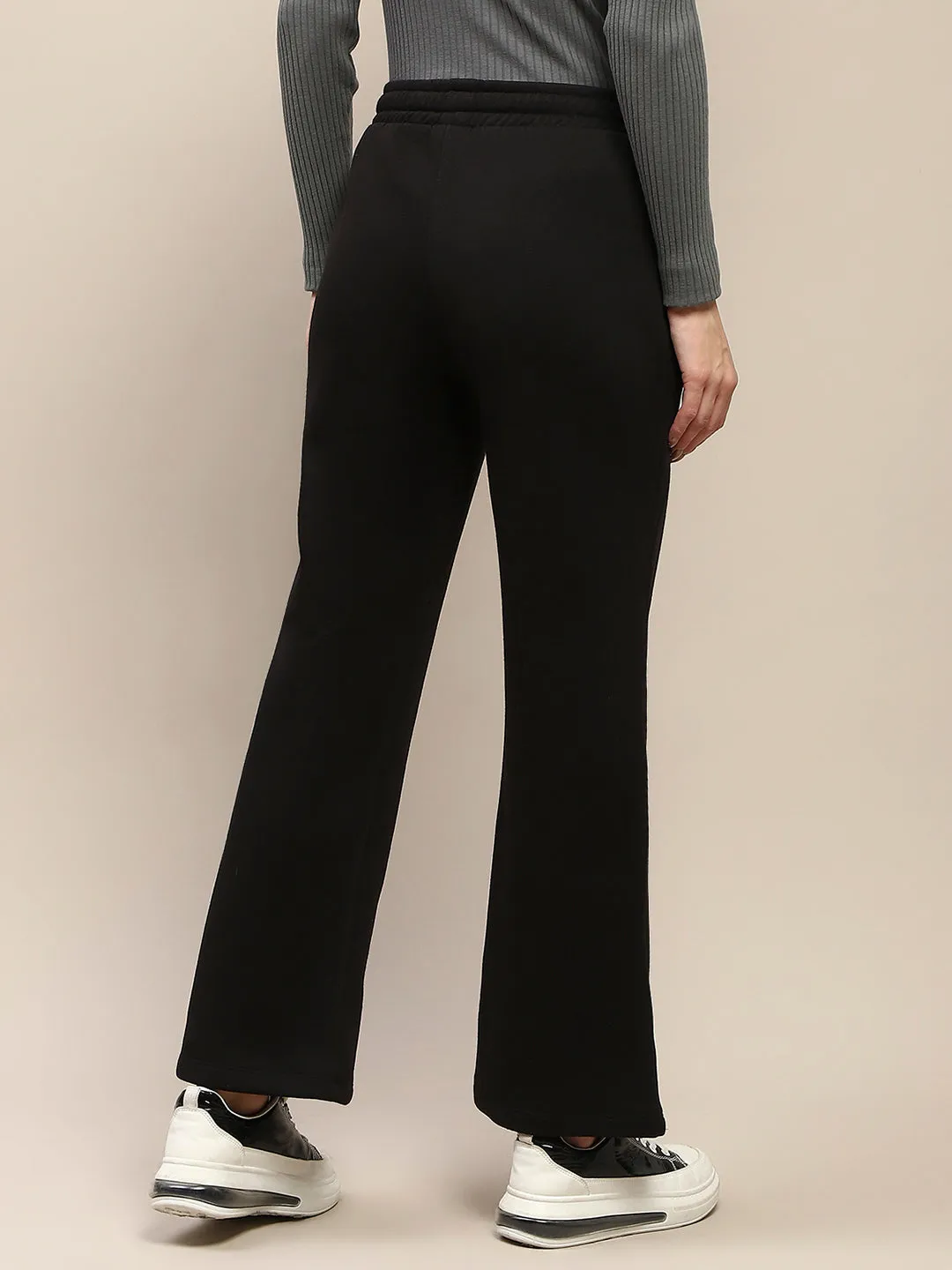 mSECRET Typography Adorned Black Cotton Track Bottoms