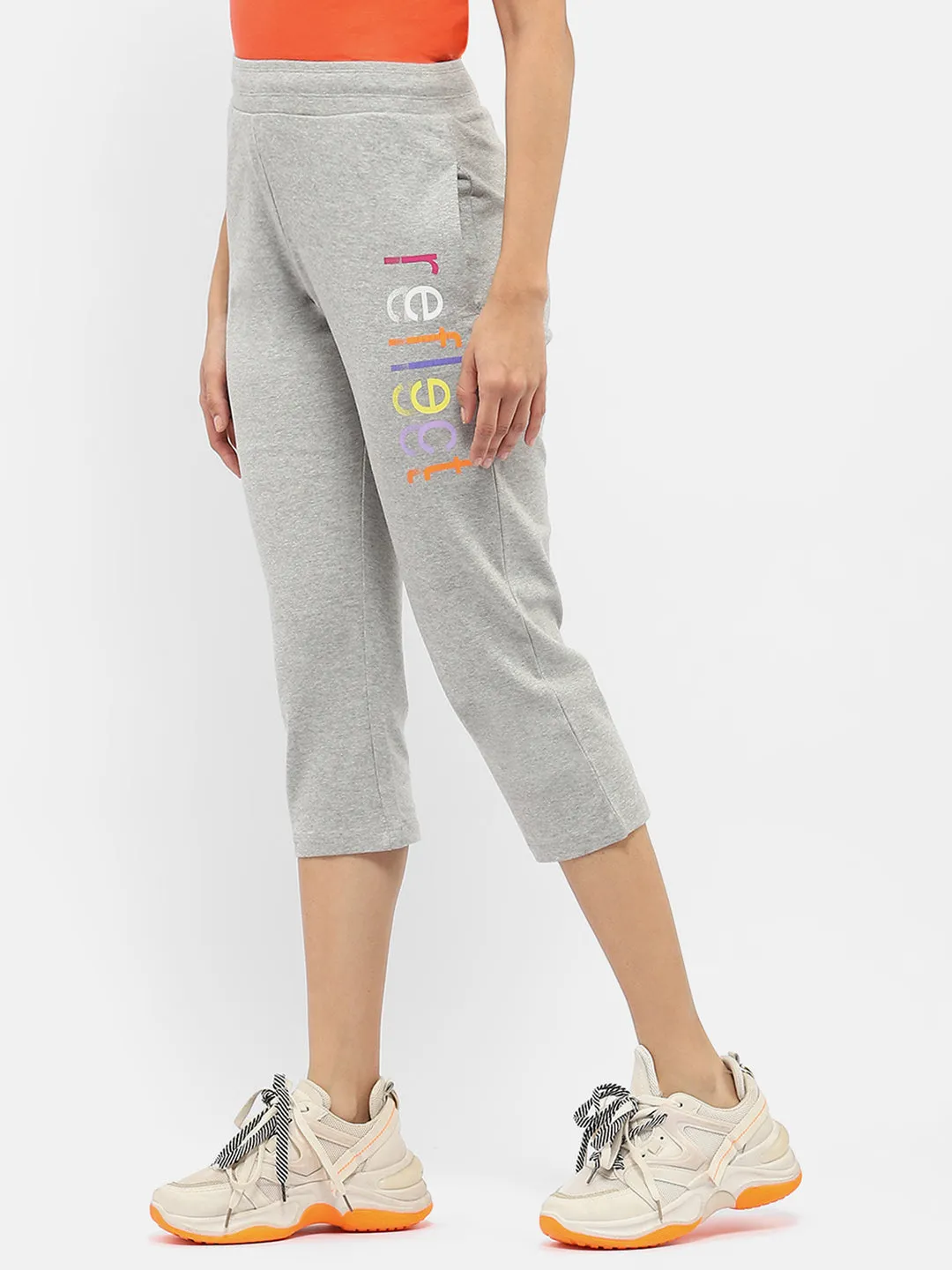mSECRET Typography Grey Elasticated Waist Capri