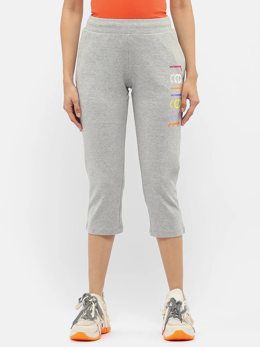 mSECRET Typography Grey Elasticated Waist Capri
