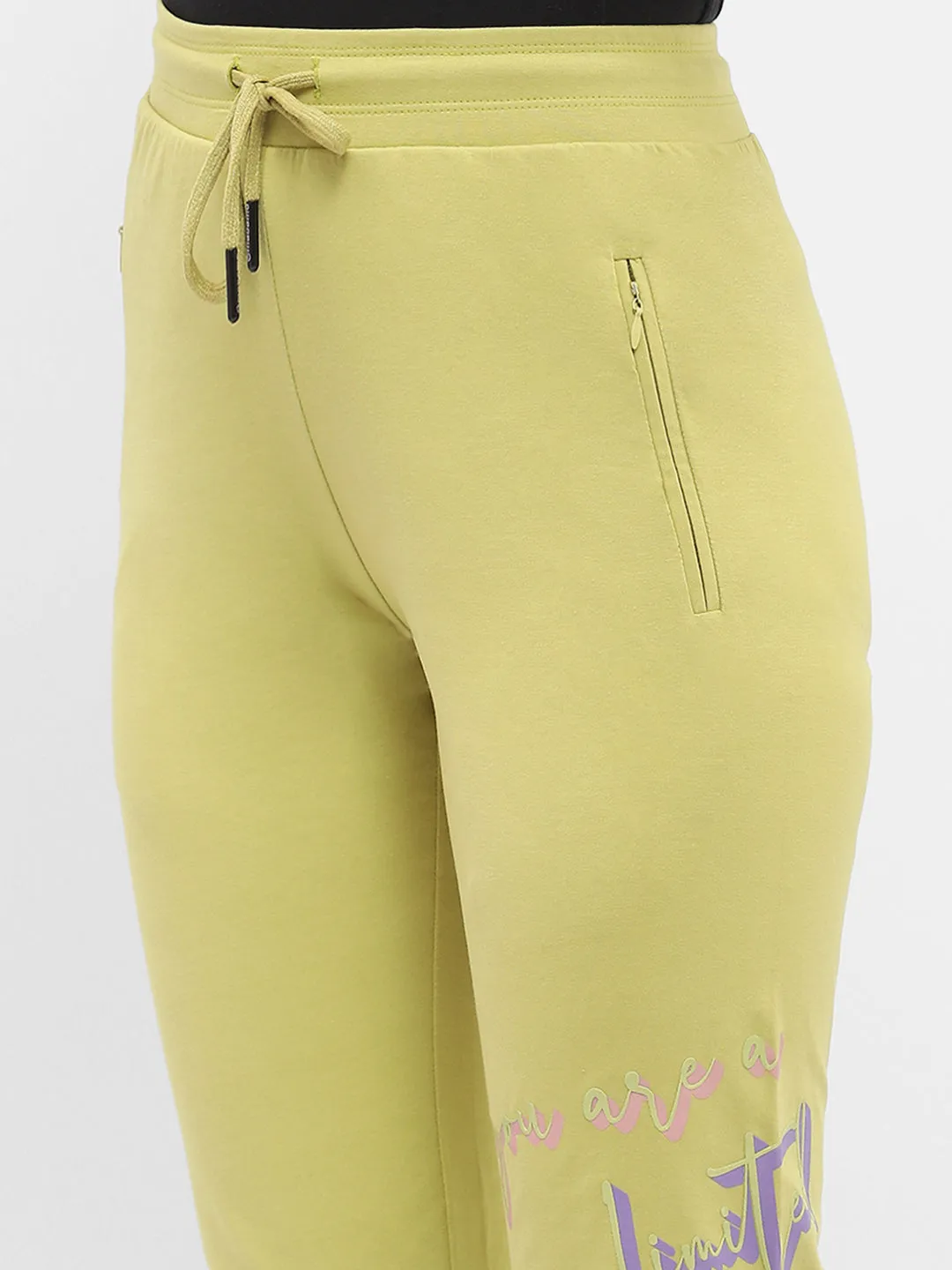 mSECRET Typography Lime Green Drawstring Waist Capri