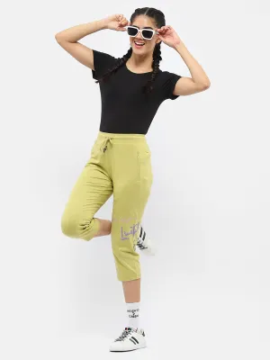 mSECRET Typography Lime Green Drawstring Waist Capri