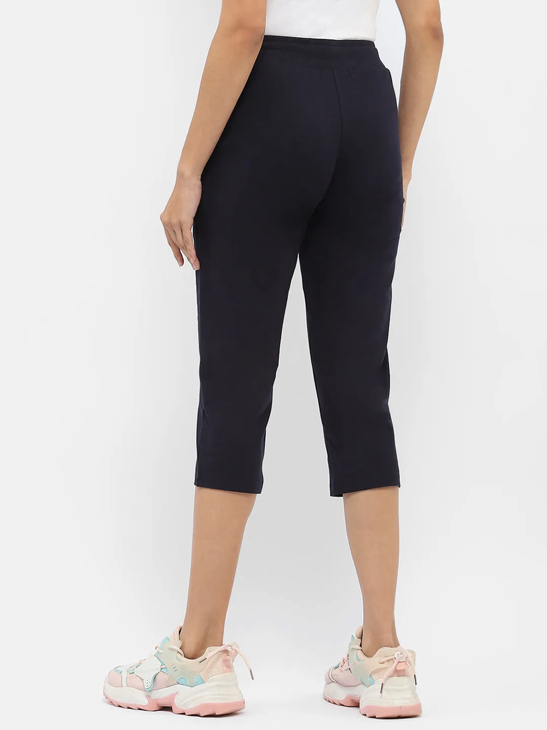 mSECRET Typography Navy Blue Drawstring Waist Capri