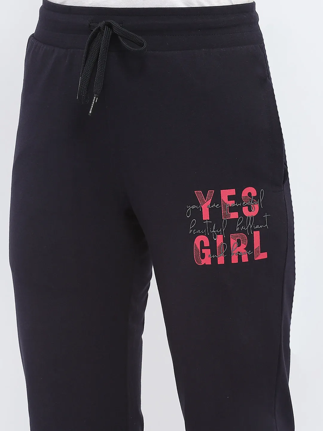 mSECRET Typography Navy Blue Drawstring Waist Capri