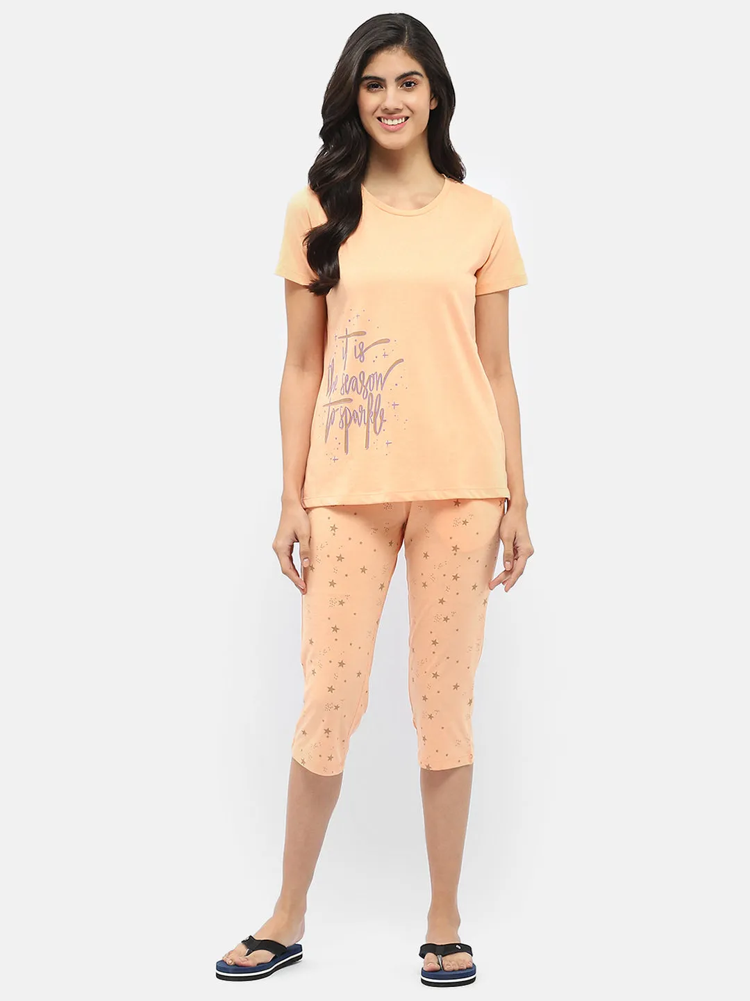 mSECRET Typography Peach Nightsuit