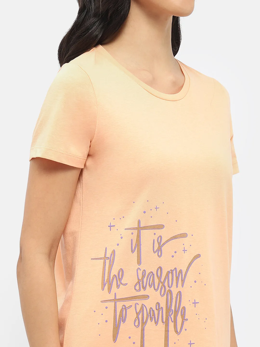 mSECRET Typography Peach Nightsuit