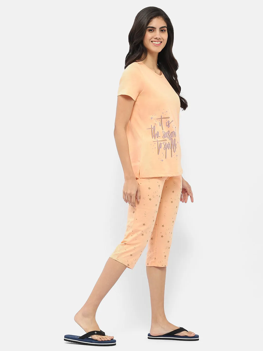 mSECRET Typography Peach Nightsuit