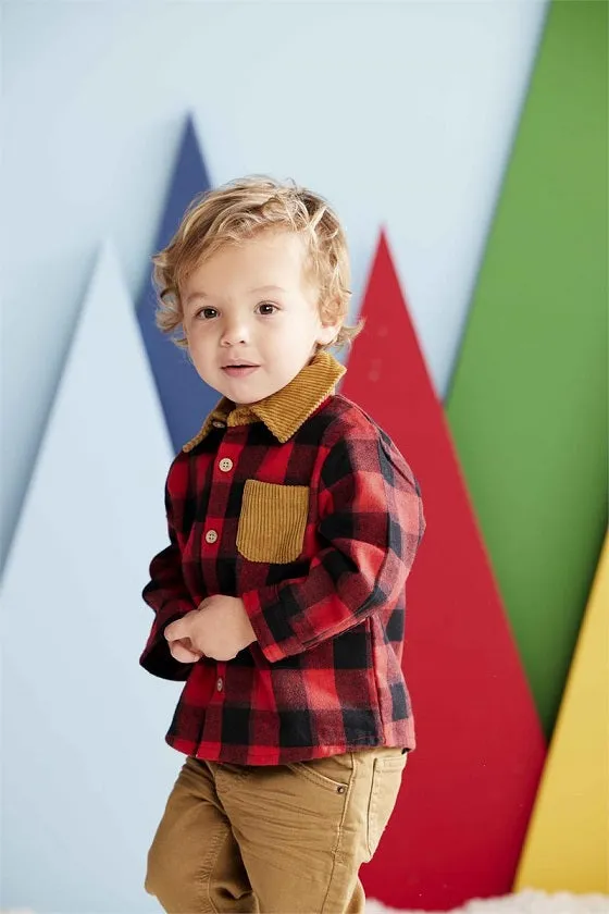 Mud Pie Kids Buffalo Check Corduroy Shacket