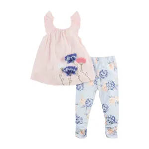 Mud Pie Rosette Hydrangea Tunic & Capri Set