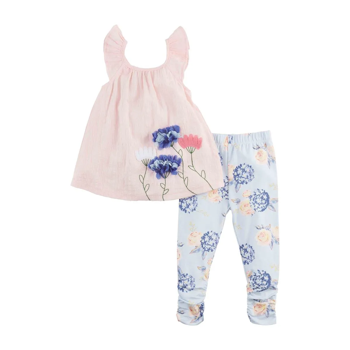Mud Pie Rosette Hydrangea Tunic & Capri Set