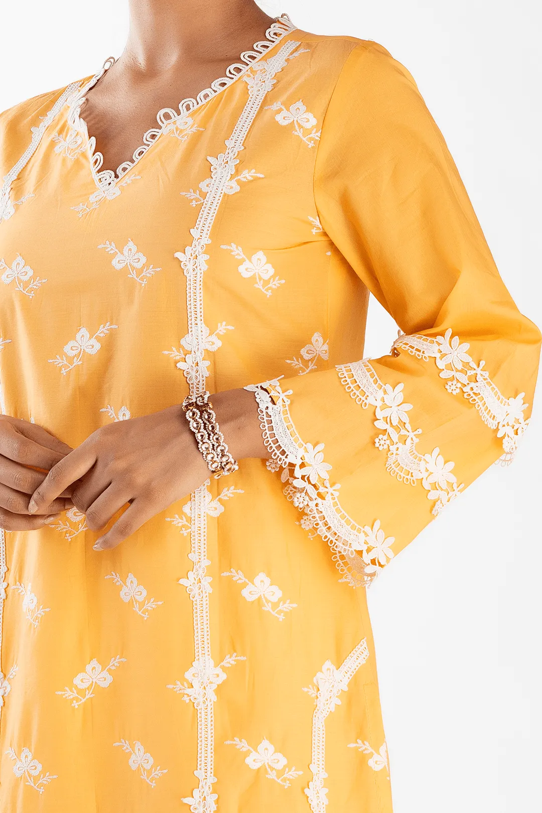 Mulmul Cotton Eternity Orange Kurta