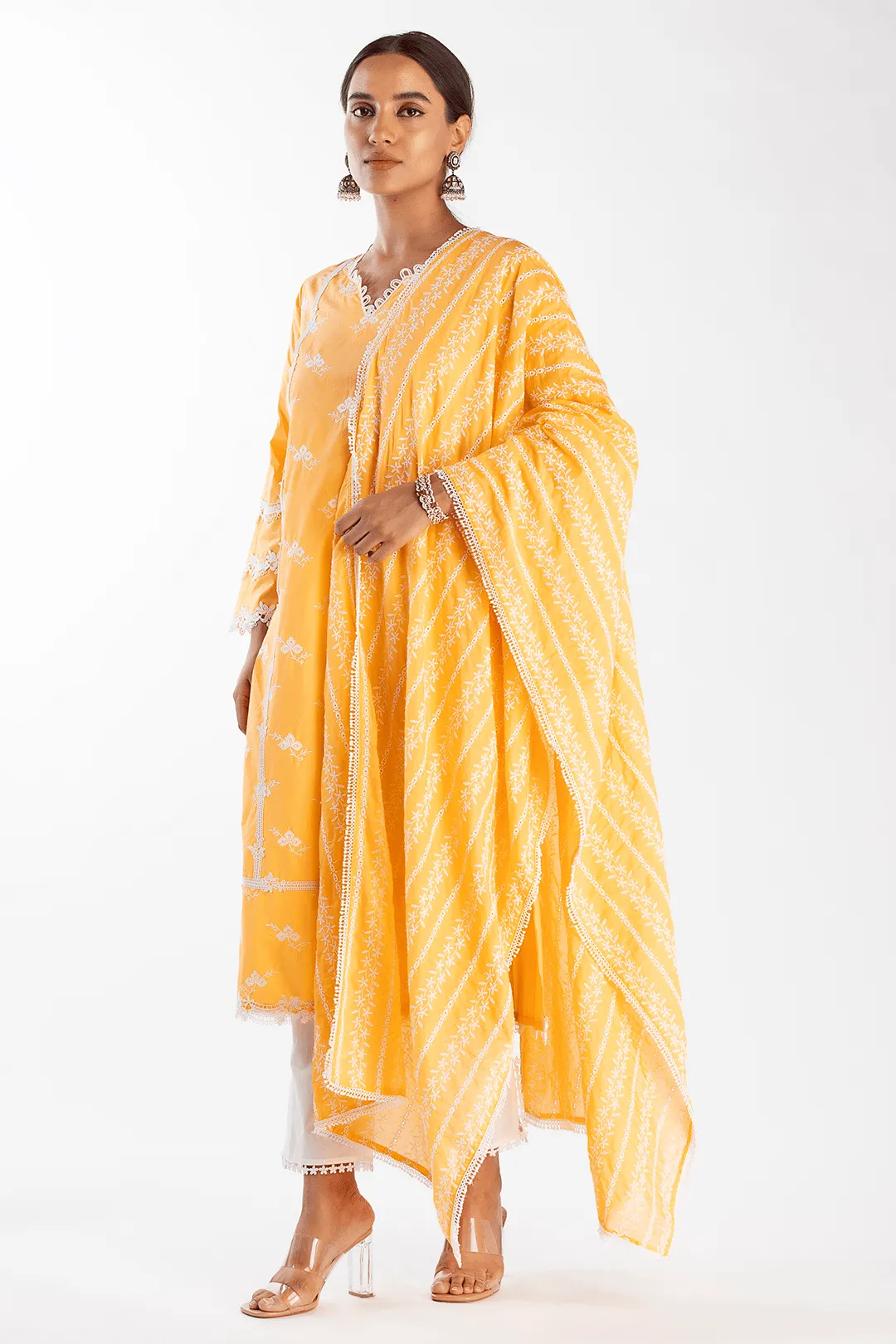 Mulmul Cotton Eternity Orange Kurta