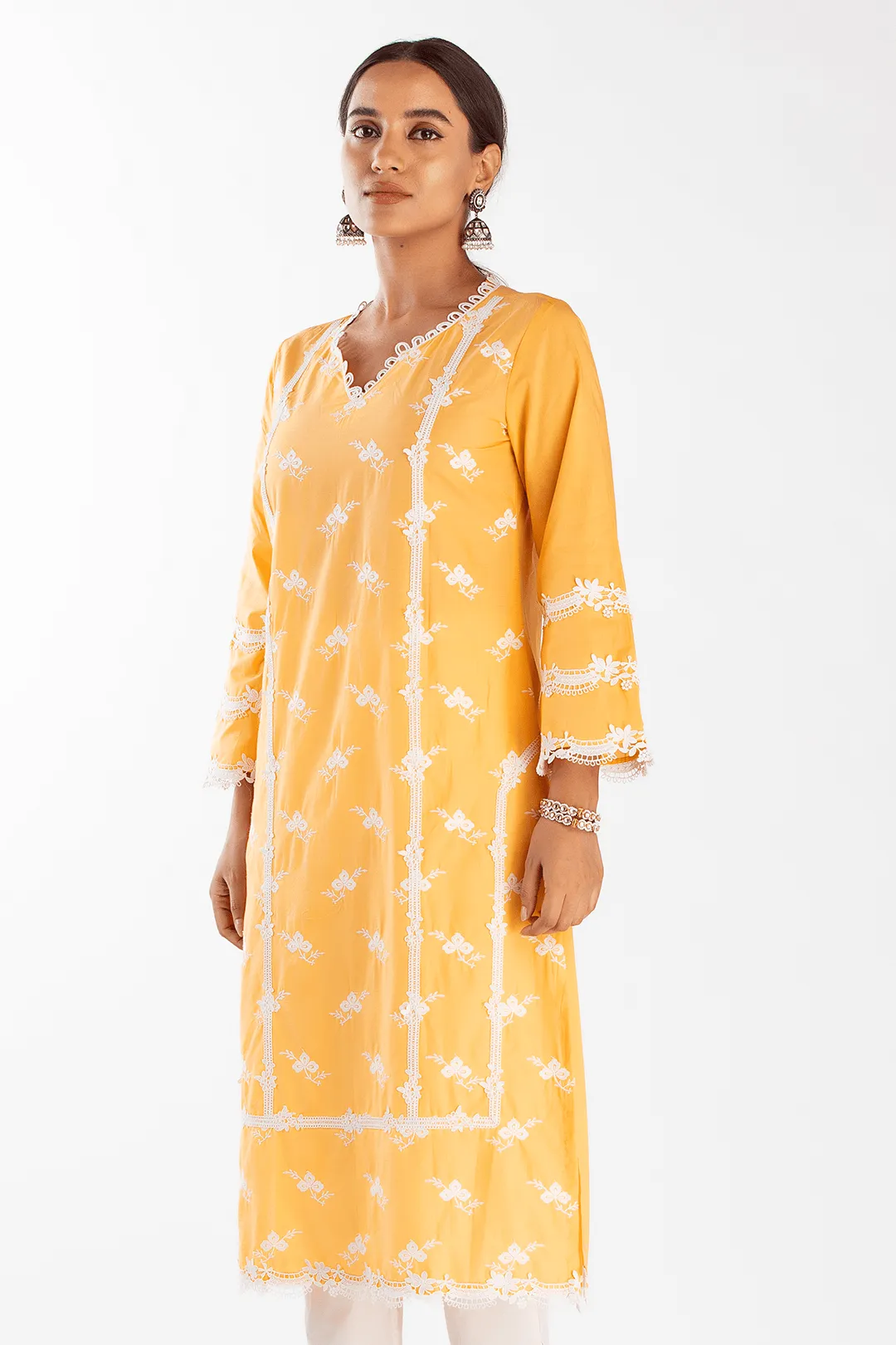 Mulmul Cotton Eternity Orange Kurta
