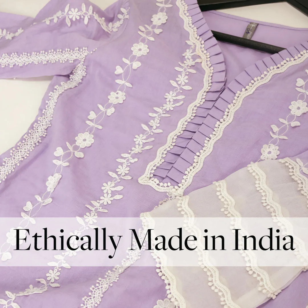 Mulmul Cotton Sainj Lilac Kurta