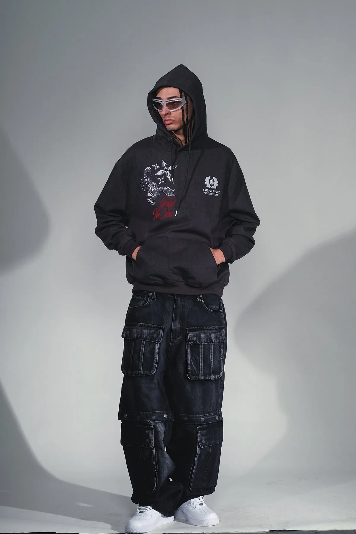 Multi cargo baggy fit denim