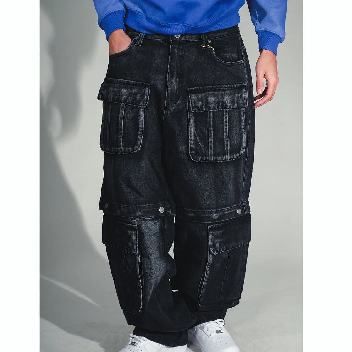 Multi cargo baggy fit denim