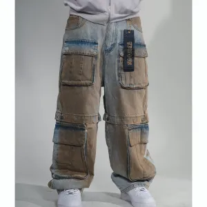 Multi cargo baggy fit denim