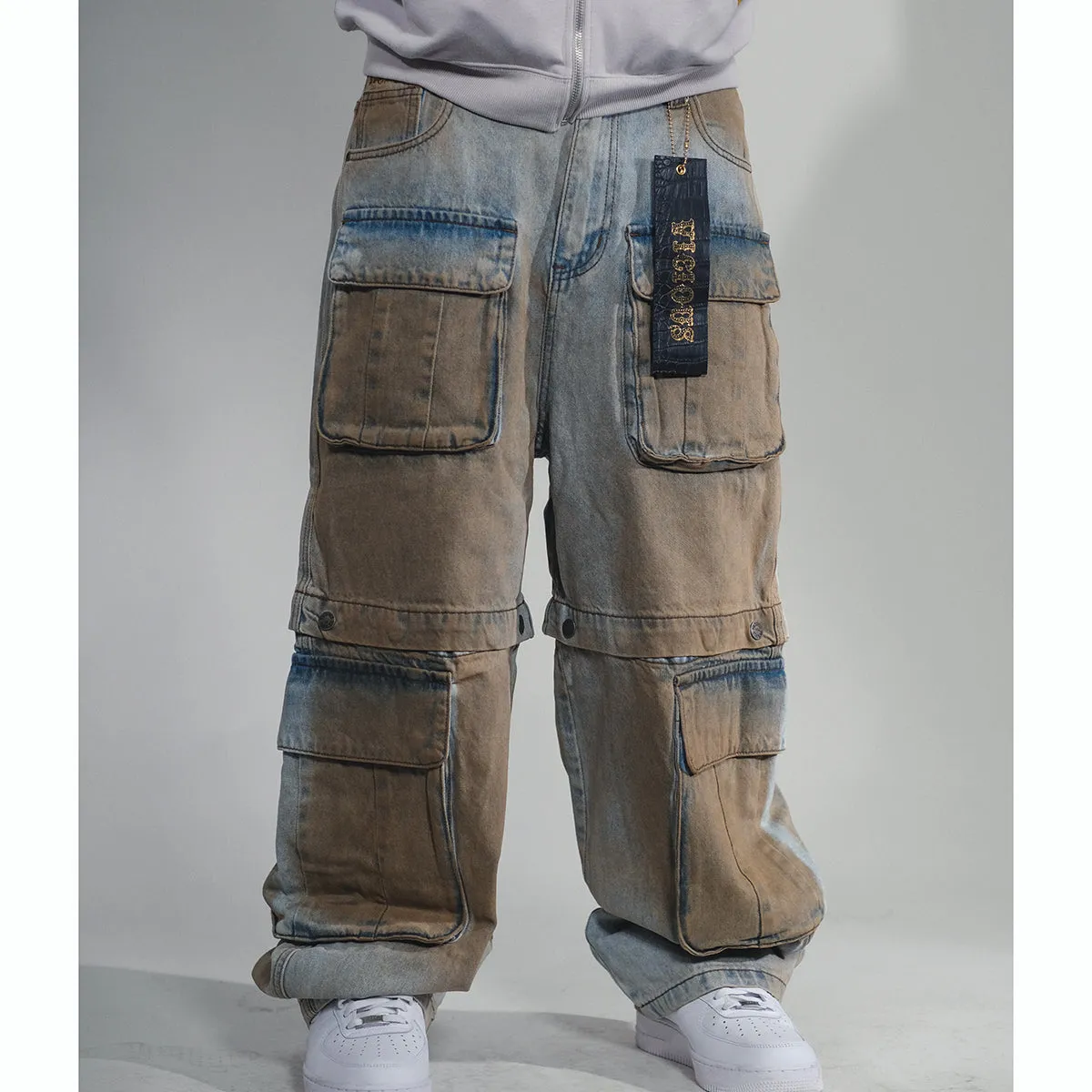 Multi cargo baggy fit denim