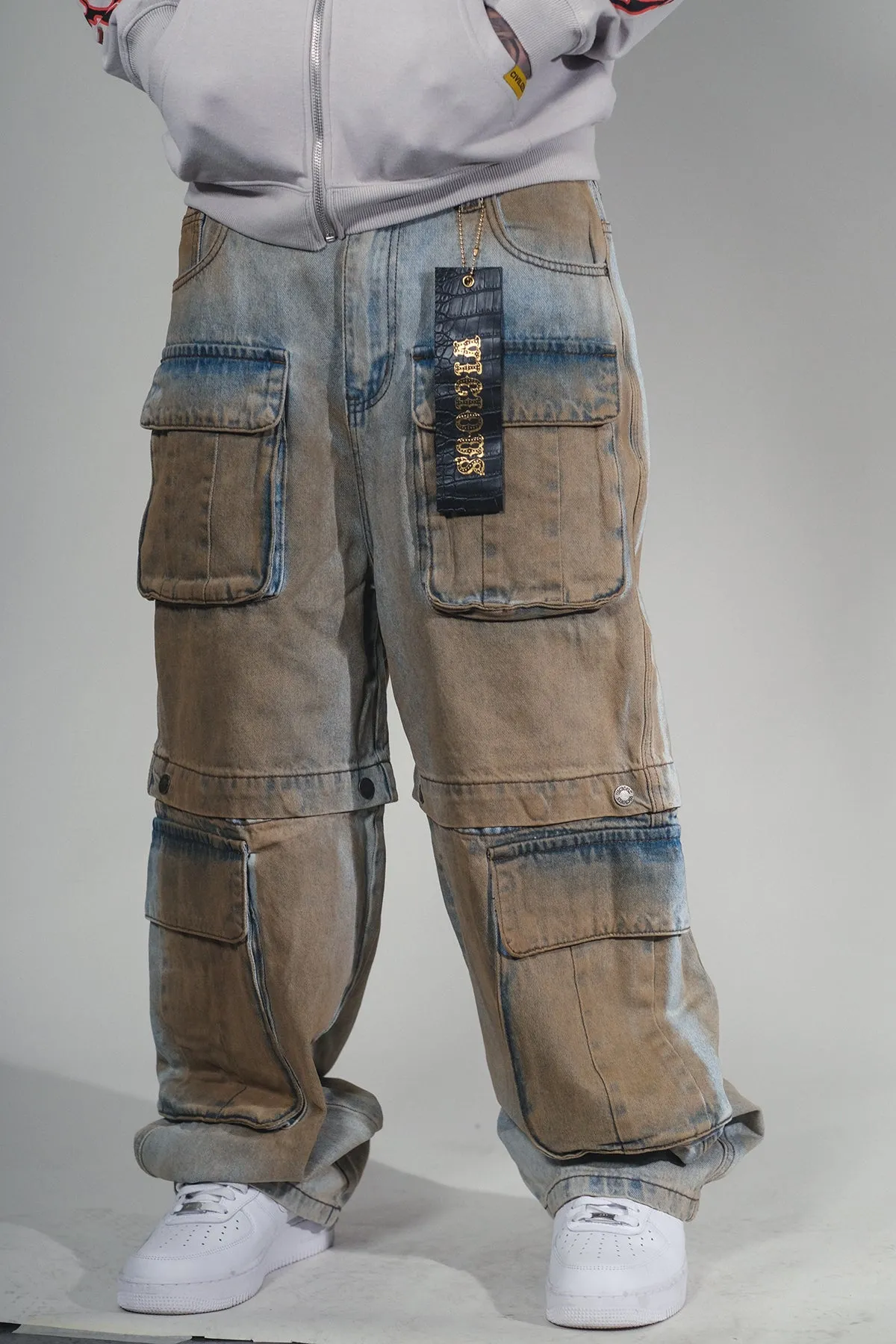 Multi cargo baggy fit denim