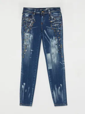 Multi-Stud Splatter Paint Jeans