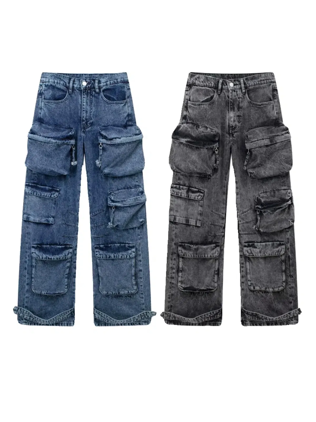Multiple Pockets Cargo Denim Pants