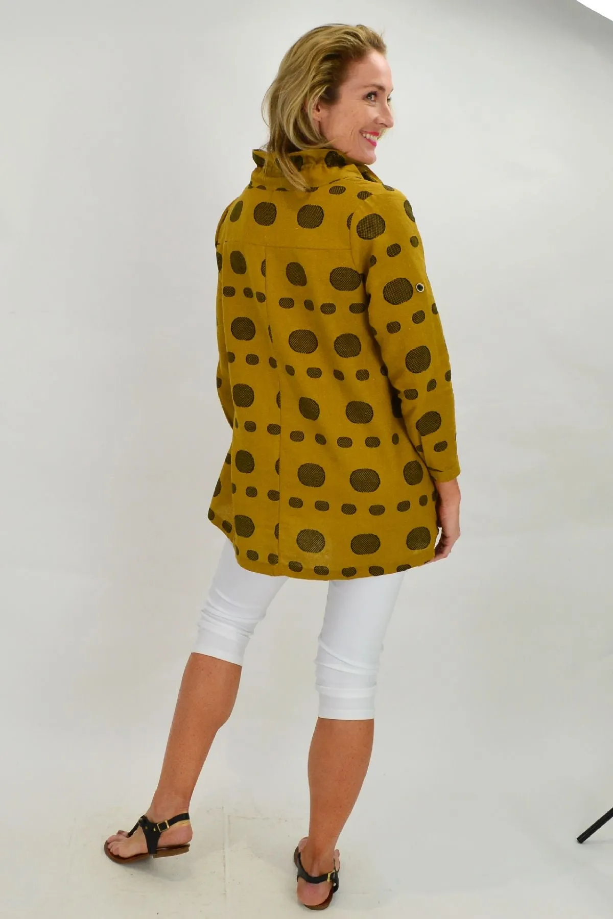Mustard Spot High Collar Tunic Shirt