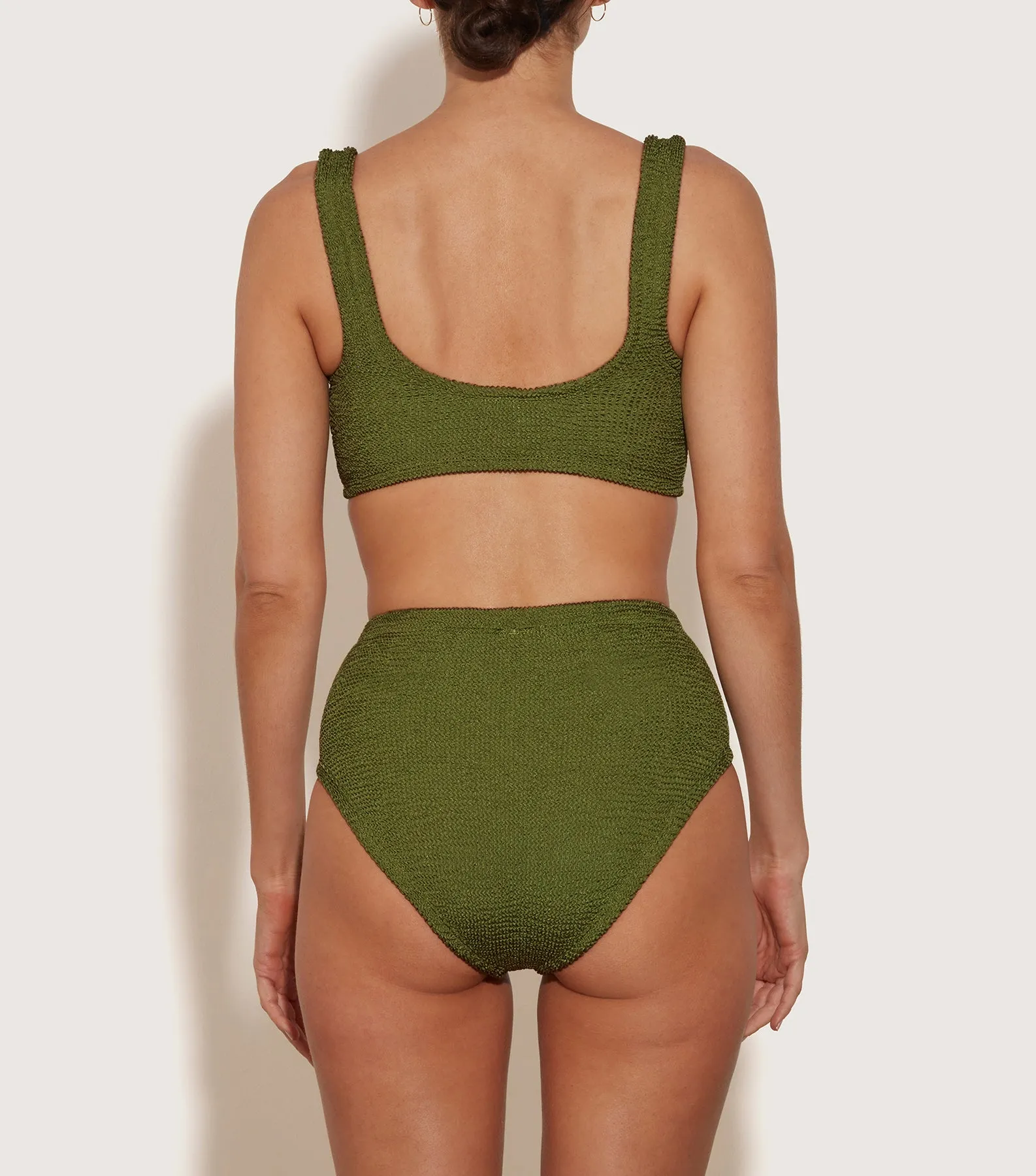 Nadine Bikini With Tonal Hoops - Metallic Moss
