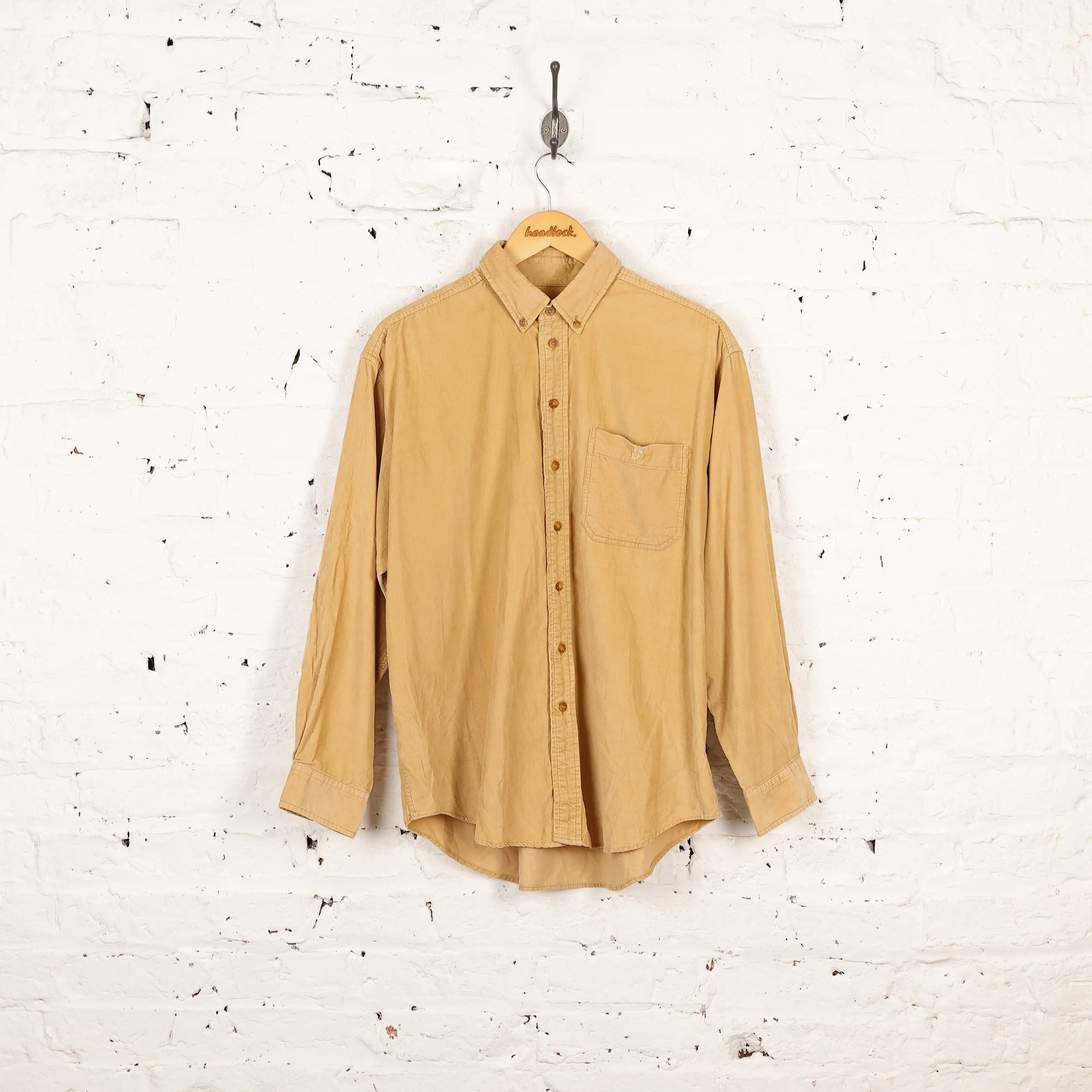 Naf Naf League Button Down Corduroy Shirt - Beige - L