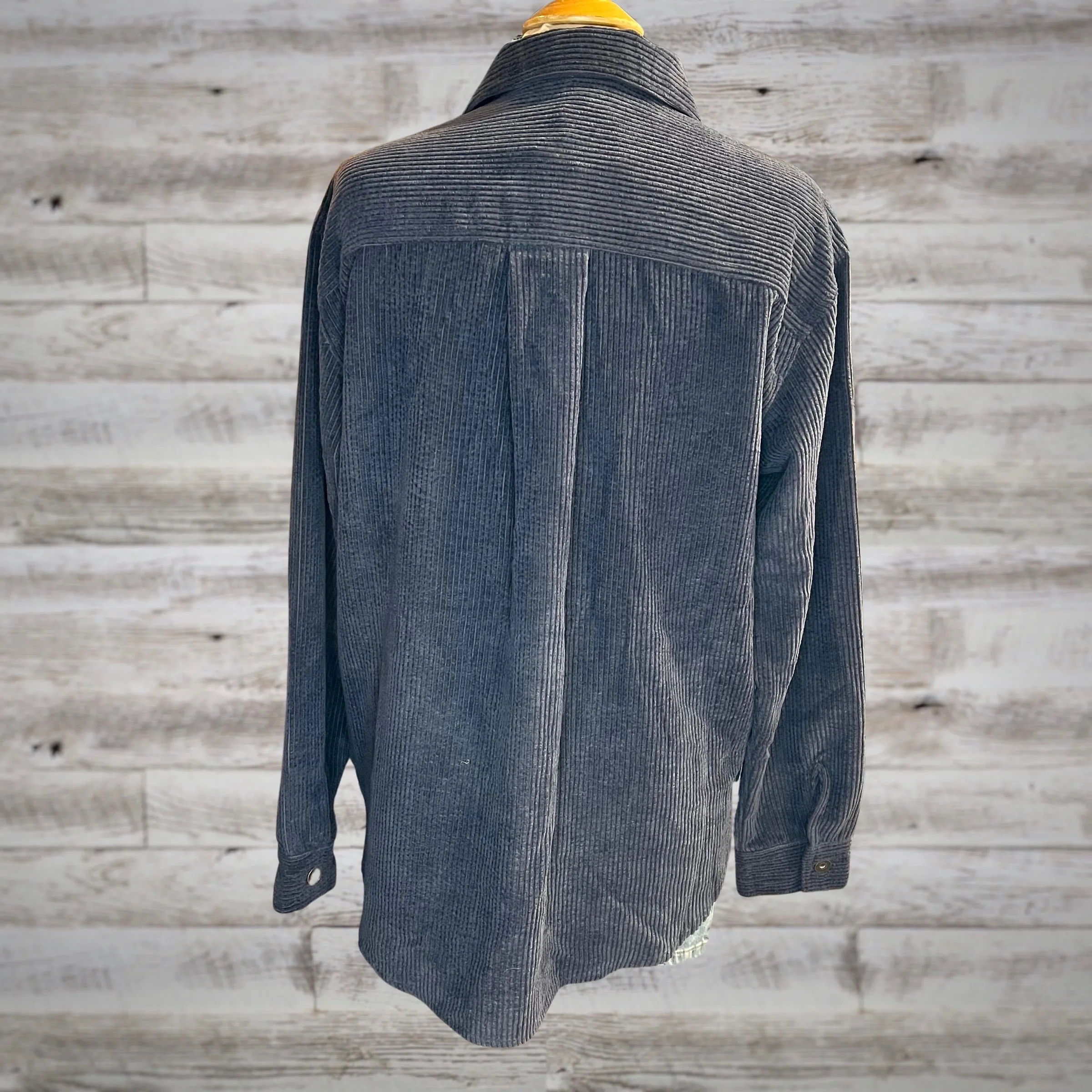 Navy Corduroy Lightweight Button Down Shacket