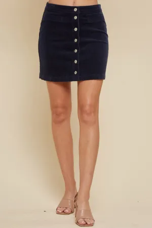 Navy Corduroy Mini Skirt - Large