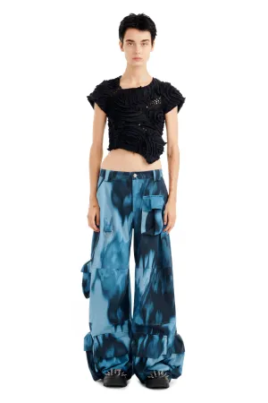 NAVY MELTING BLOOM GARDEN CARGO PANT
