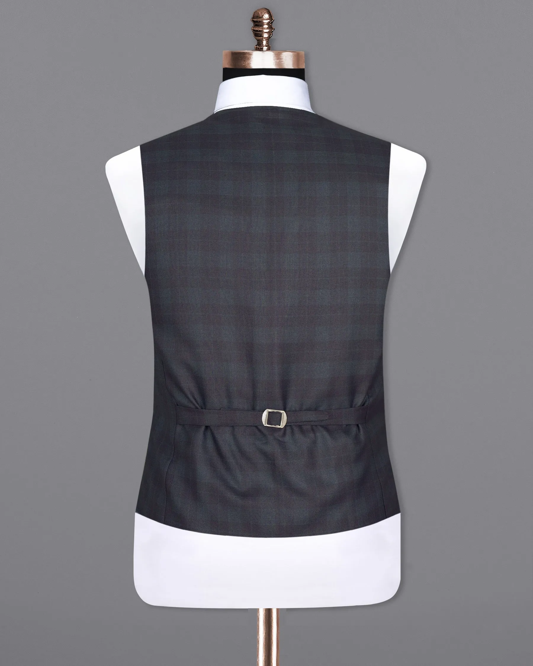 Navy Plaid Wool Rich Waistcoat