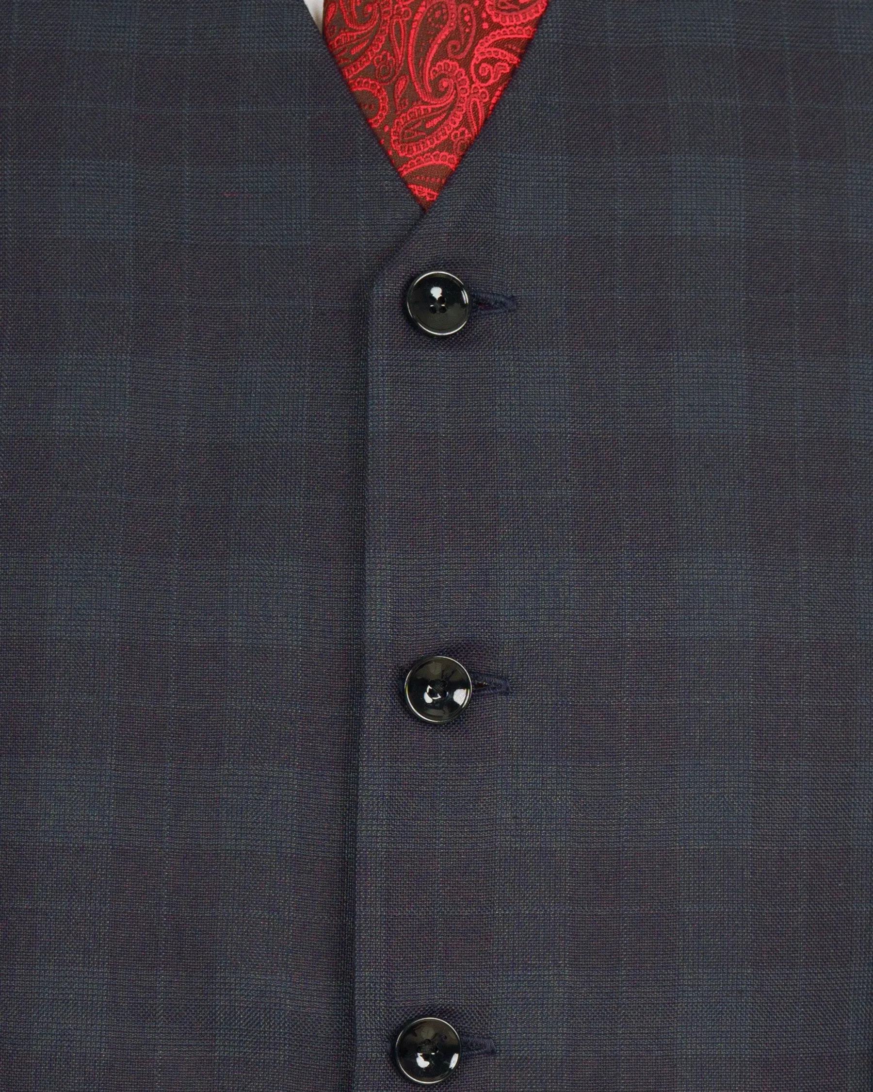 Navy Plaid Wool Rich Waistcoat