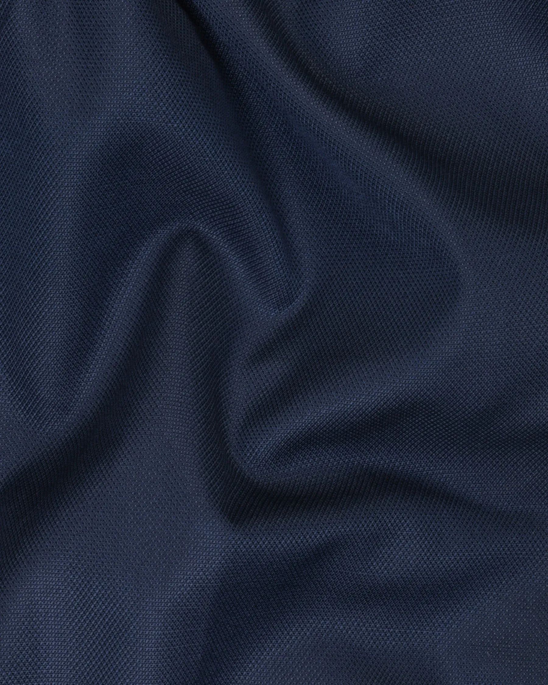 Navy Subtle Textured Wool Rich Double Breasted Blazer
