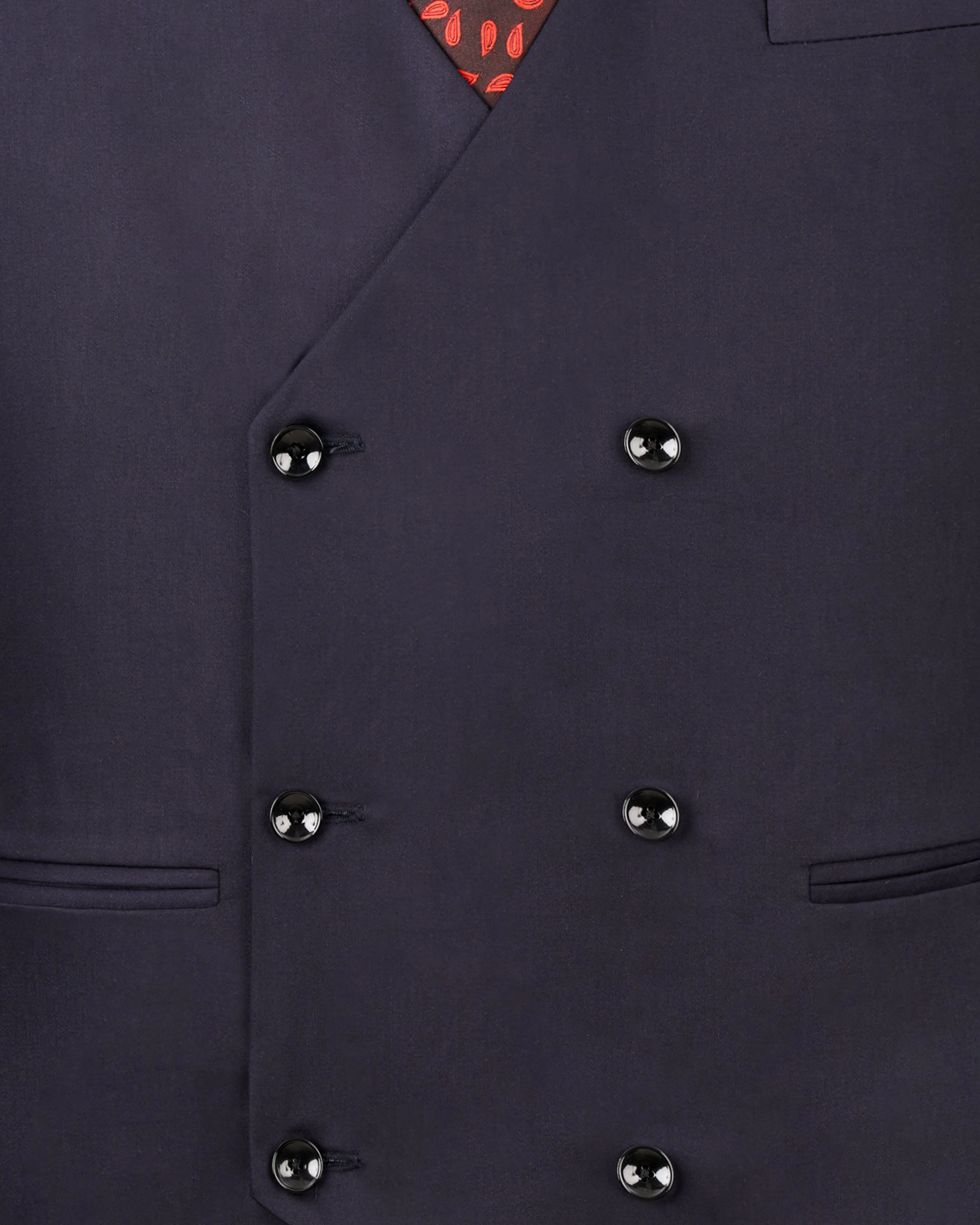 Navy Wool Blend Designer Waistcoat